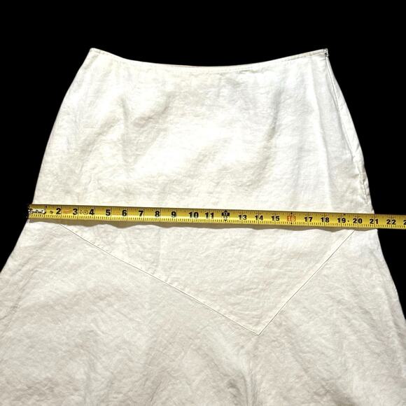 VTG Y2K Emma James Women’s Linen Cream White Midi Side Zip Skirt Size 10 Lined - Picture 8 of 11